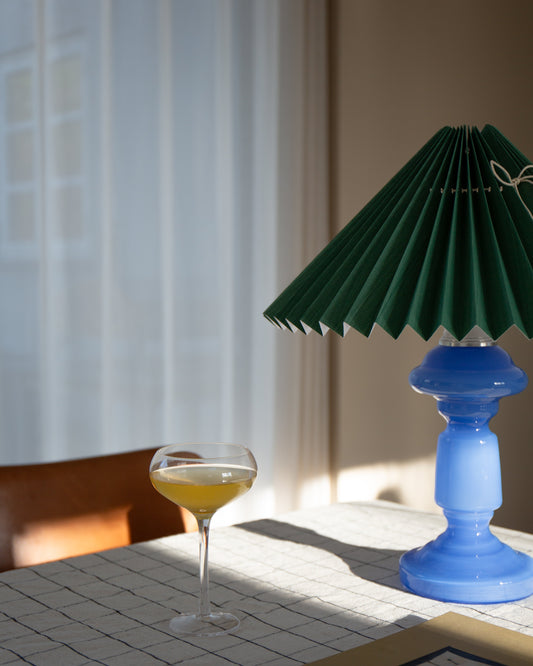 Petro 2 – Marineblå Lampe & Grøn Lampeskærm