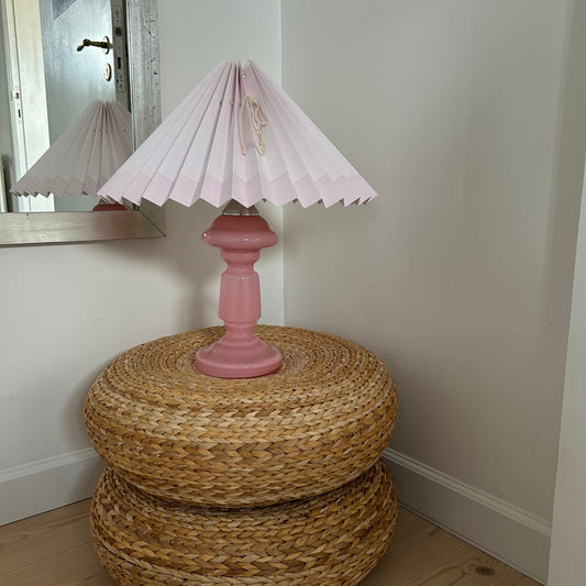 Lampeskærm - Rosa med Rosa Kant - Pink Rose