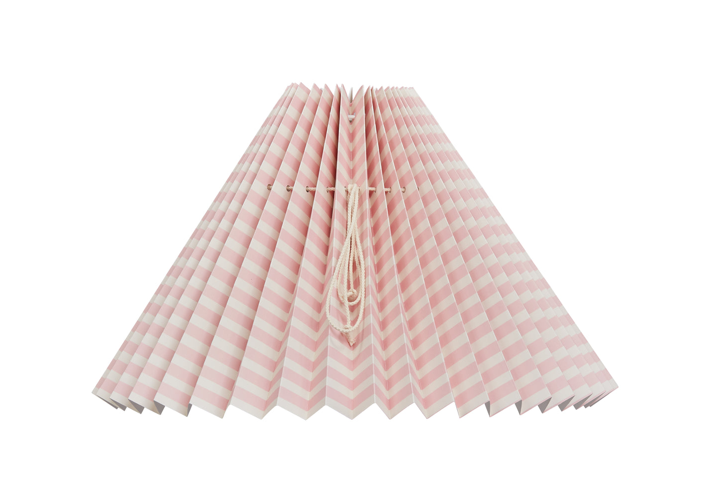 Lampeskærm i beige med vandrette rosa striber