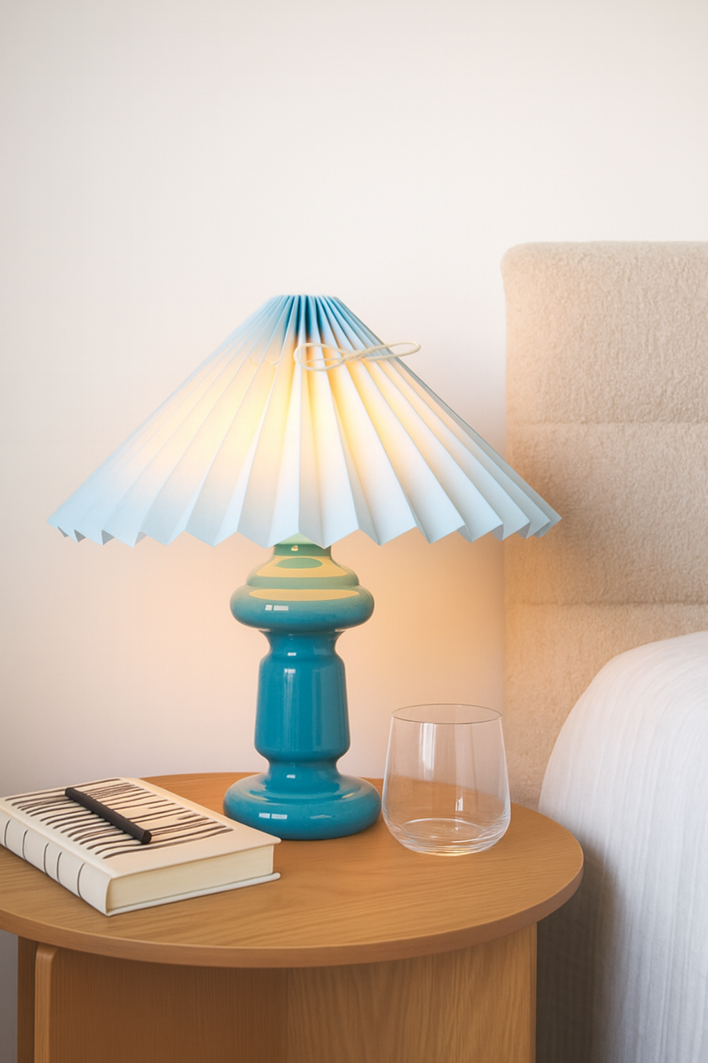 Petro 1 – Havblå Lampe & Lyseblå Lampeskærm