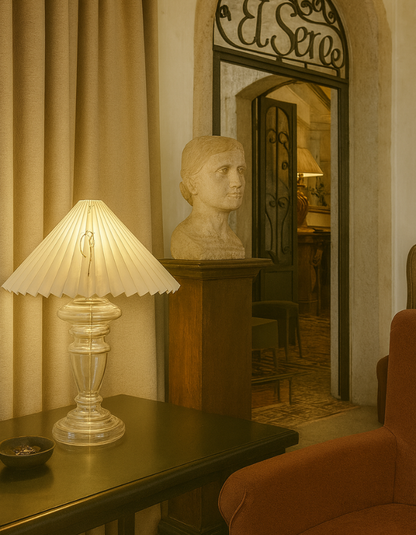 Lampe Oliver – Klar Lampe & Beige Lampeskærm