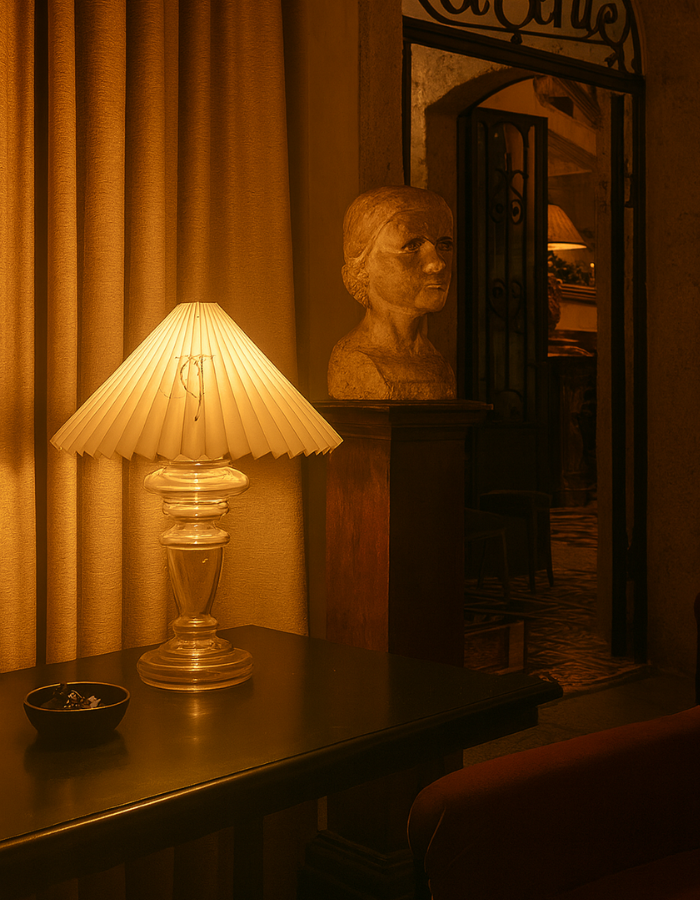 Lampe Oliver – Klar Lampe & Beige Lampeskærm