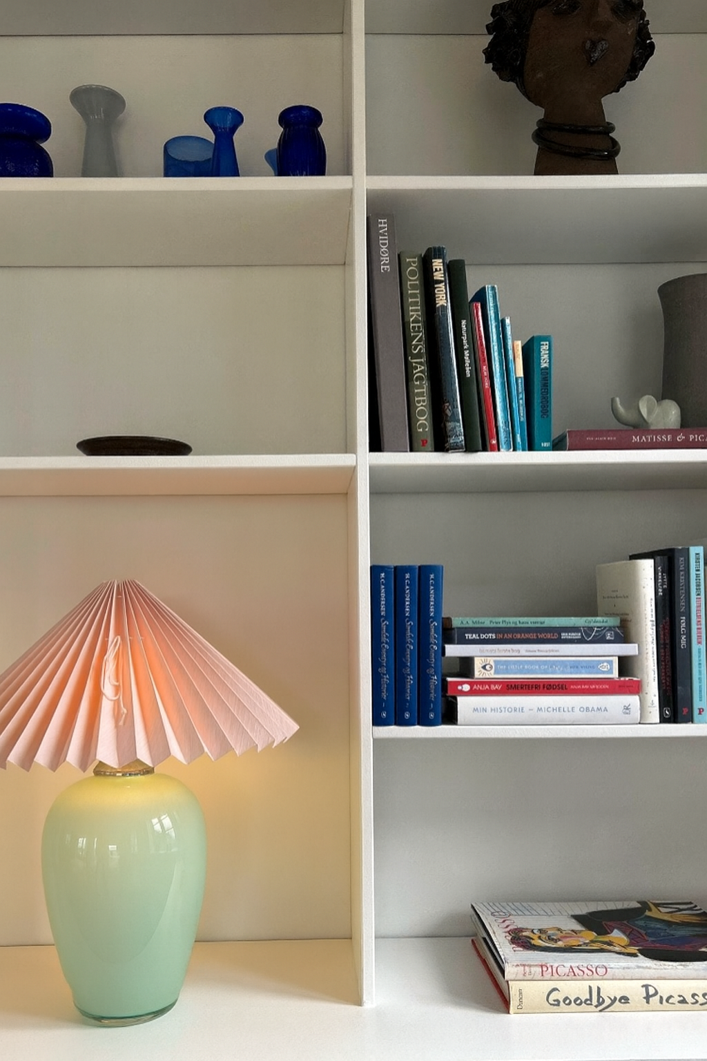 Lampe Anne Sofie – Mintgrøn Lampe & Støvrosa Lampeskærm