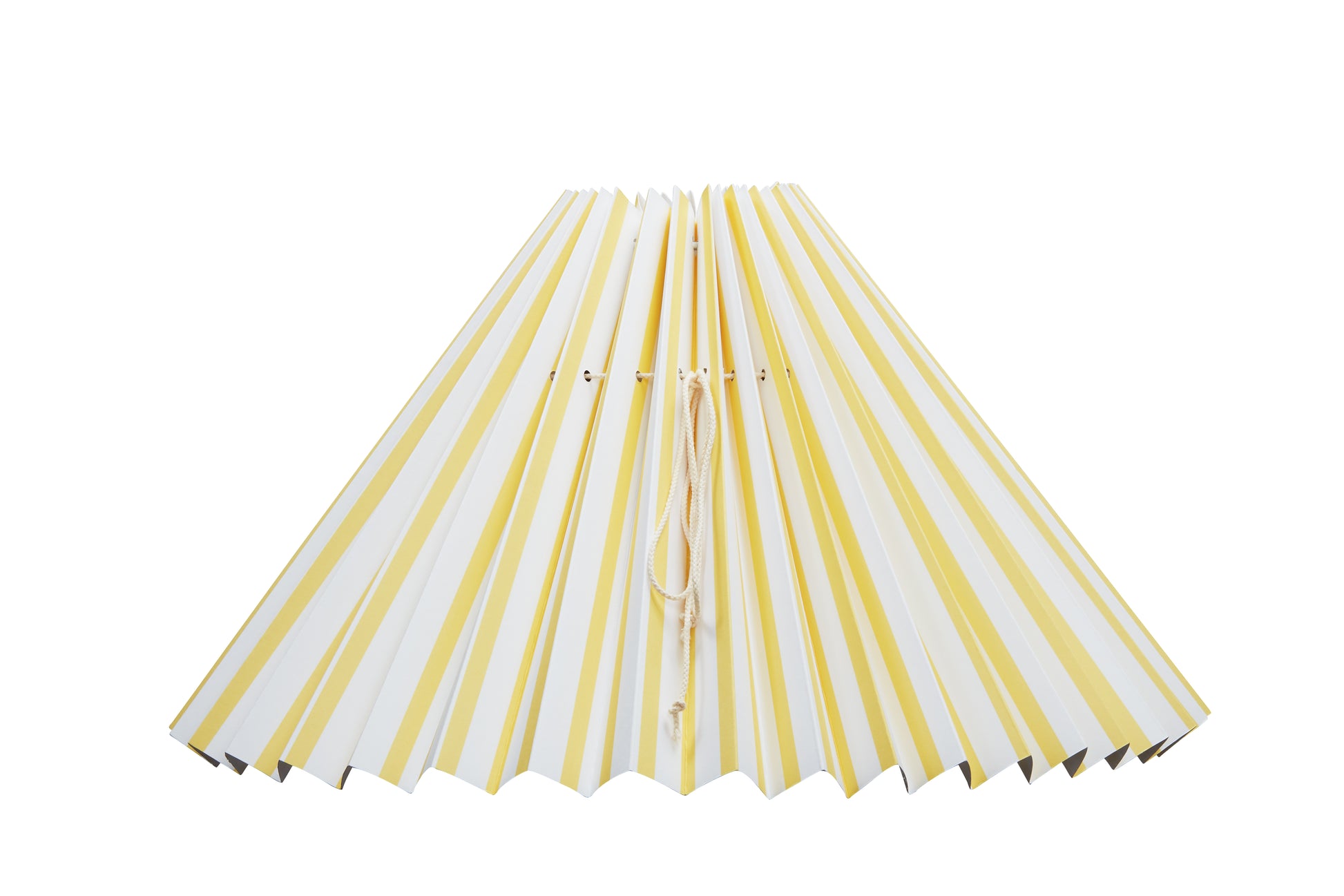 Lampeskærm i hvid med lodrette gule striber