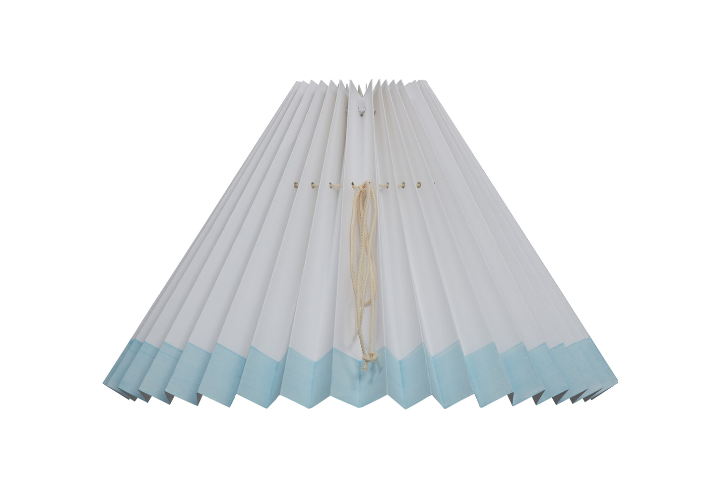 Lampeskærm i hvid med lyseblå kant